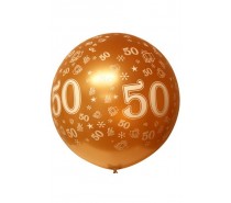 Mega ballon bedrukt 50 metallic goud 36 inch  Ø 90 cm